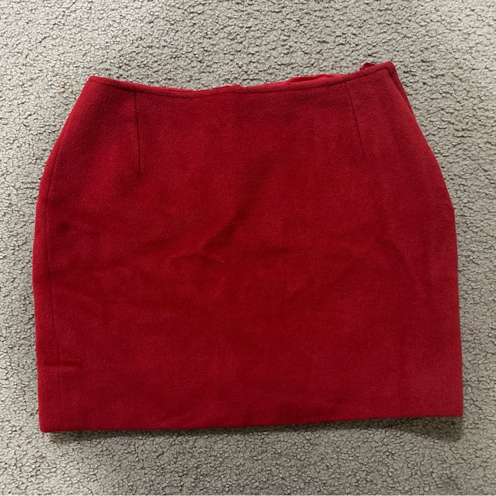 Agnes B. Red Pencil Wool Skirt